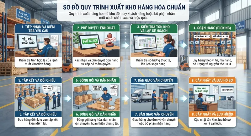 Sơ đồ quy trình xuất kho hàng hóa chuẩn