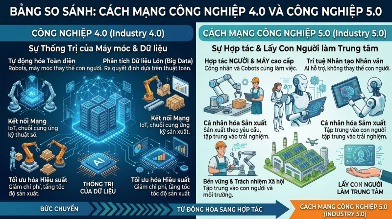 Cách mạng công nghiệp 5.0 khác gì so với công nghiệp 4.0?